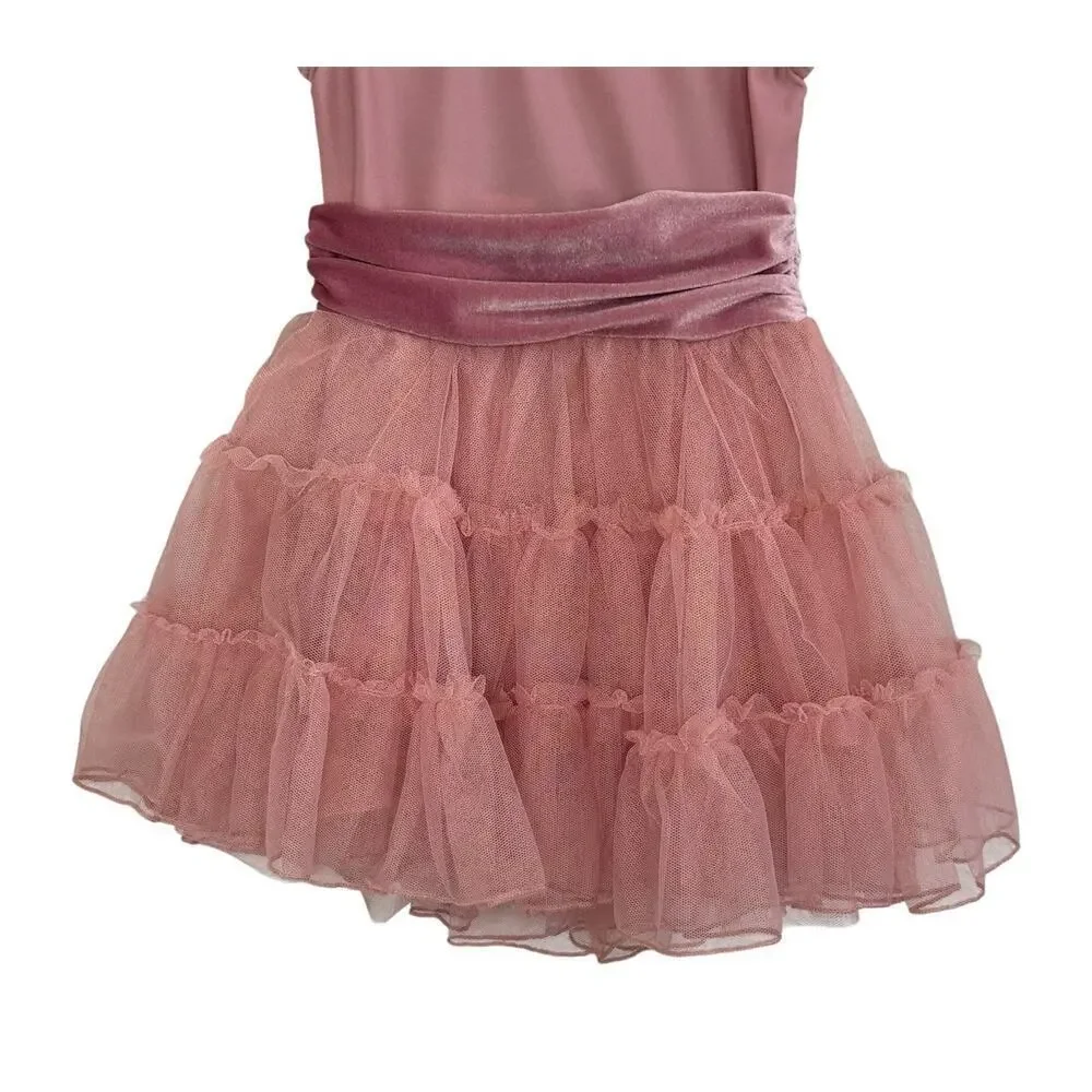 REVOLUTION DANCE Making Memories Pink Sequin Velvet Floral Ballet Costume XSC
